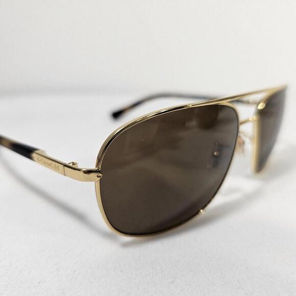 Coach Accessories - Coach Classic Aviator Sunglasses HC7061 - Gold Matte Dark Tortoise/Brown W/case
